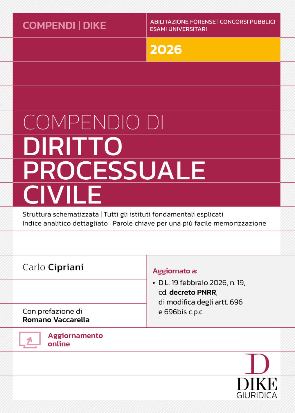 compendio di diritto processuale civile 2026. con aggiornamento online