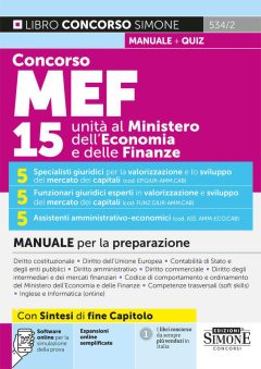 concorso mef. 15 unità al ministero dell'economia e delle finanze. manuale per la preparazione. con espansioni online. con software