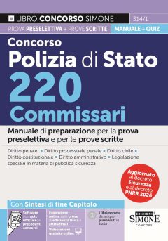 concorso polizia di stato 220 commissari. manuale di preparazione per la prova preselettiva e le prove scritte. con videolezioni gra