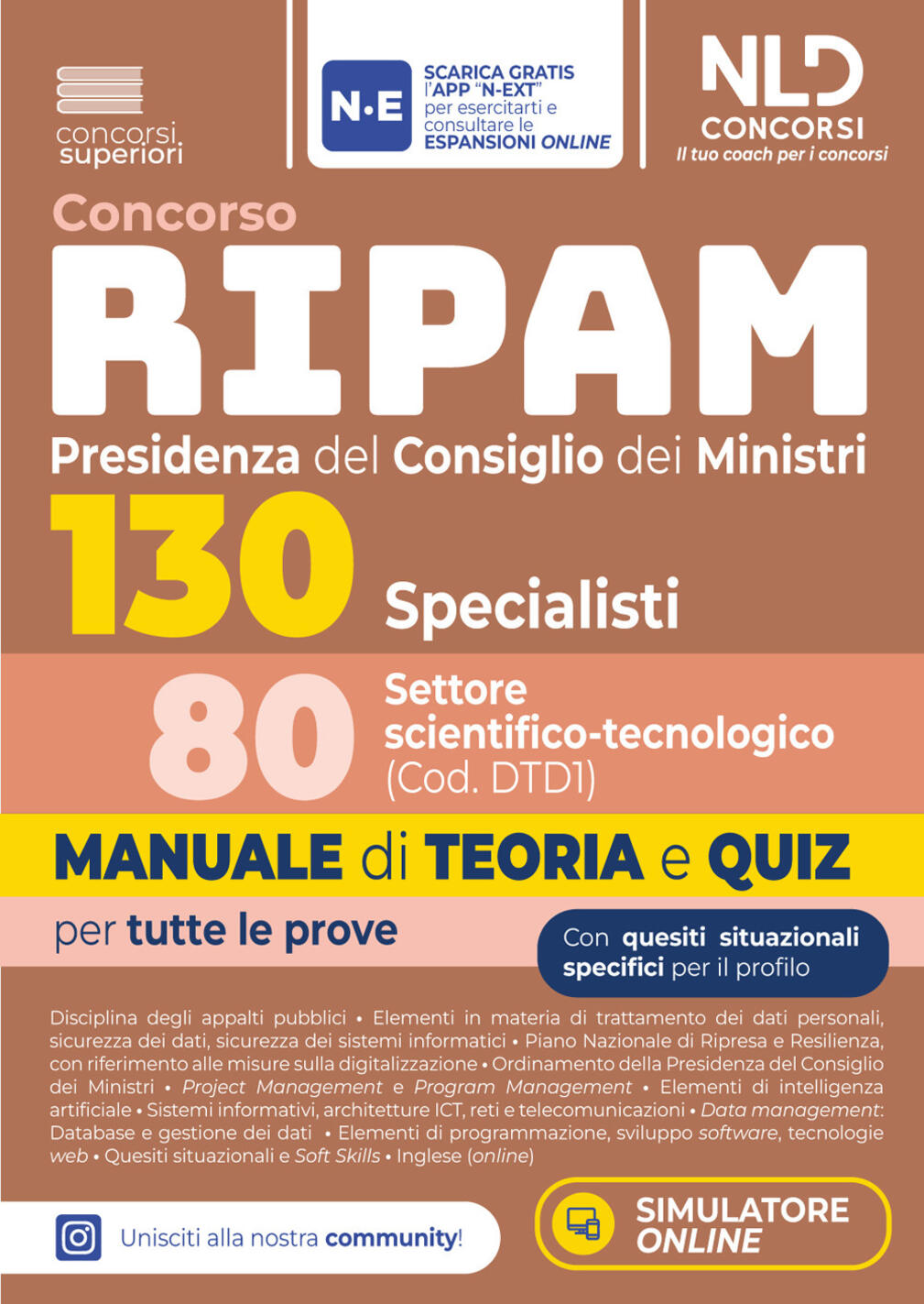 concorso 130 ripam presidenza del consiglio dei ministri 80 specialisti settore scientifico. manuale di teoria e quiz per tutte le p