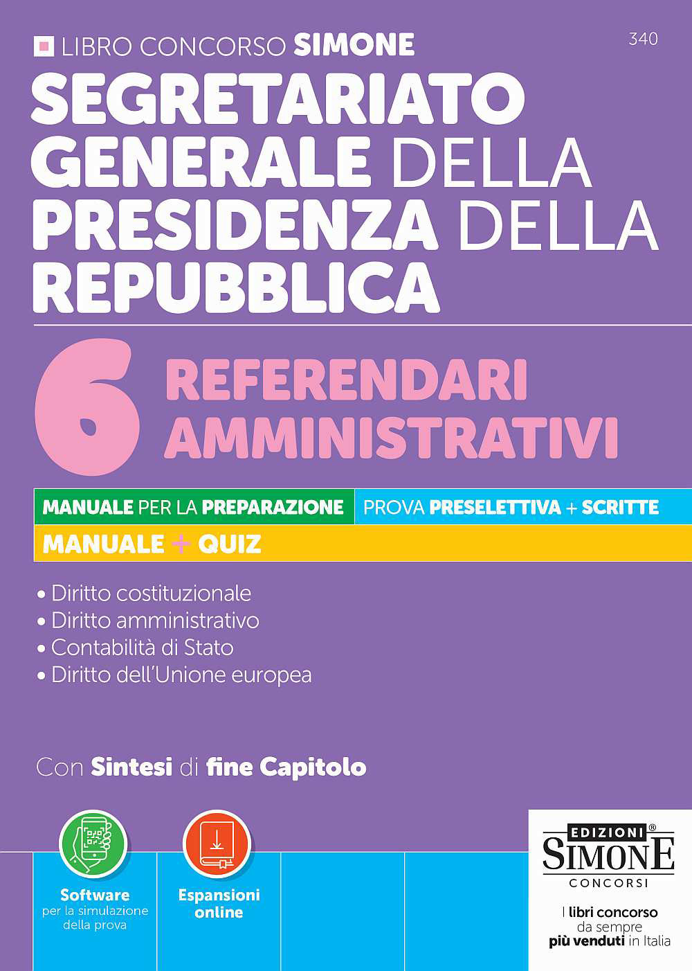 segretariato generale della presidenza della repubblica. 6 referendari amministrativi. manuale per la preparazione. prova preseletti